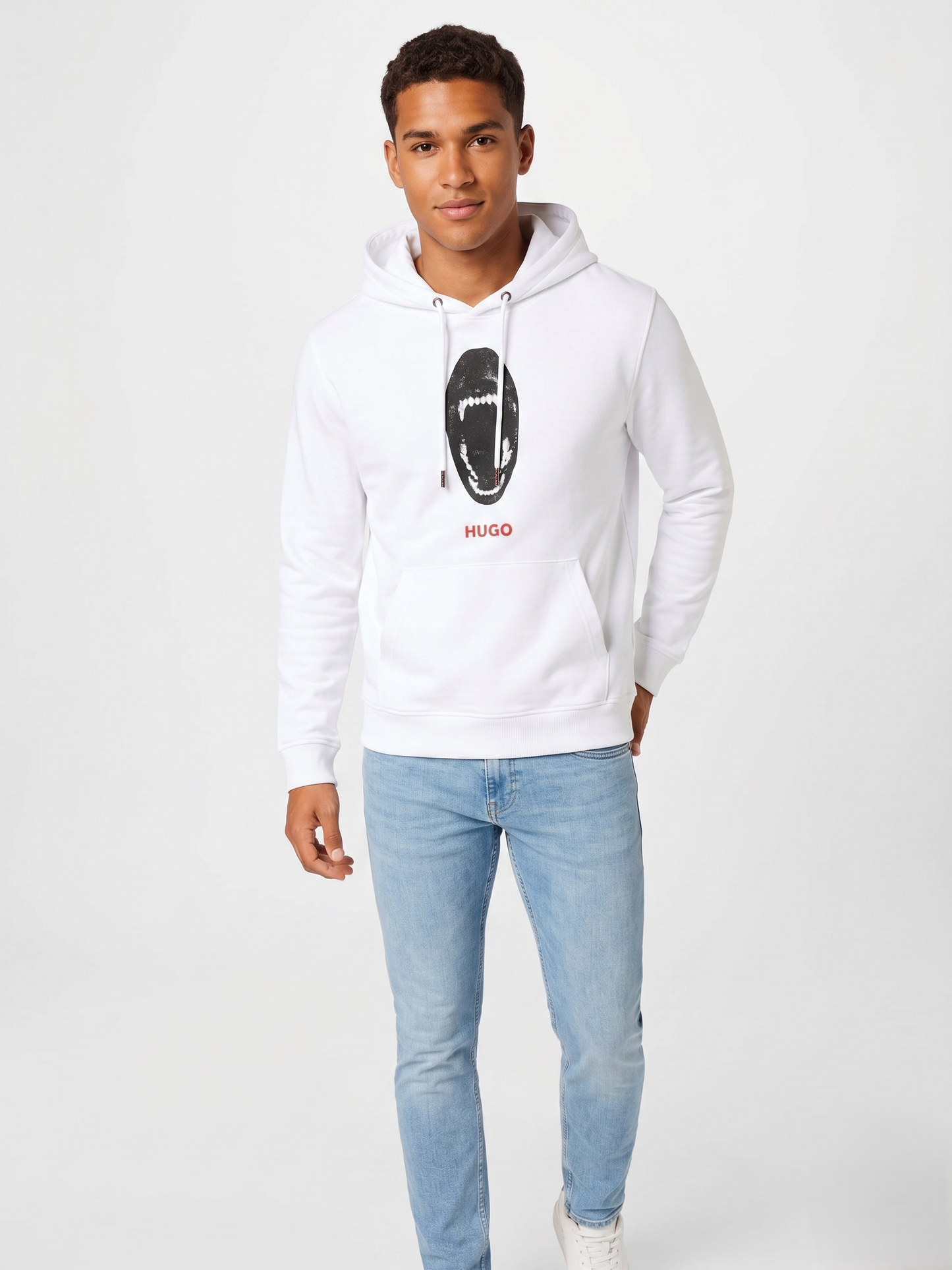 HUGO "Roar" White Graphic Hoodie