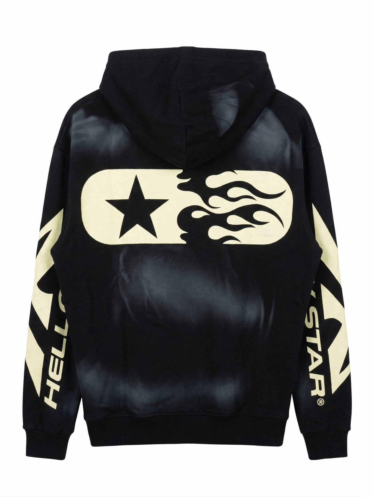 Hellstar "Flare Star" Black Sun-Faded Hoodie
