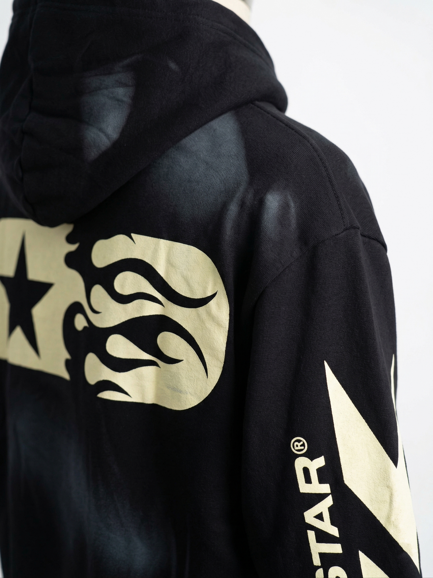 Hellstar "Flare Star" Black Sun-Faded Hoodie