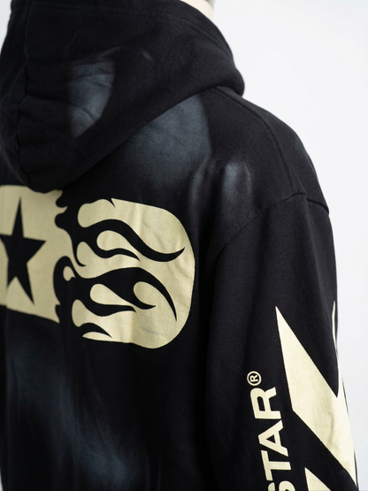 Hellstar "Flare Star" Black Sun-Faded Hoodie