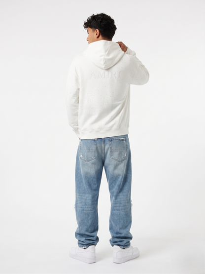 Amiri "Core Logo" Shotgun Distress White Hoodie