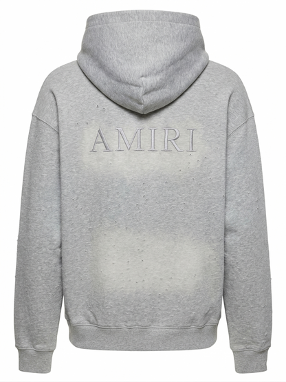 Amiri "Core Logo" Shotgun Distress White Hoodie