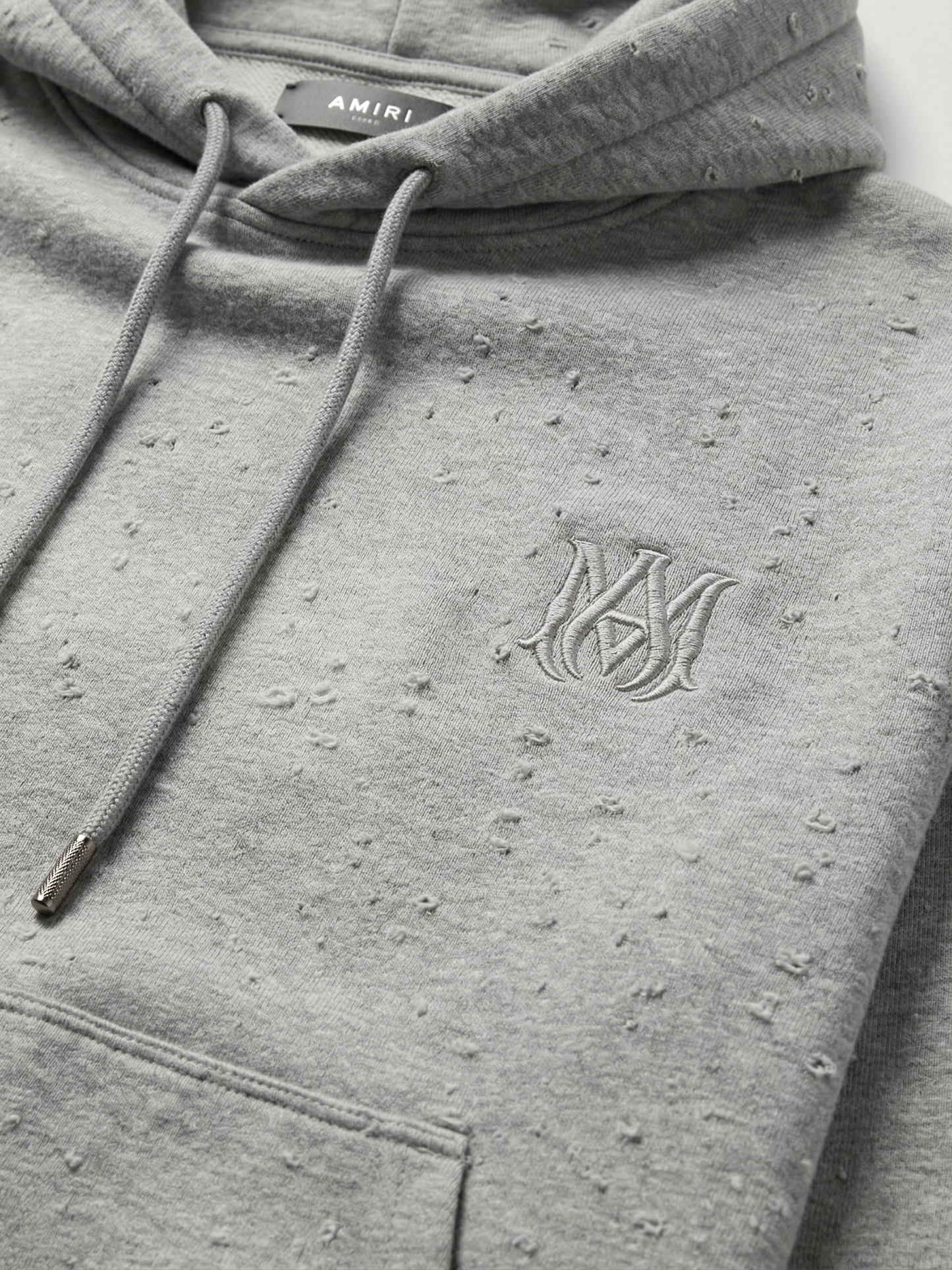Amiri "Core Logo" Shotgun Distress White Hoodie