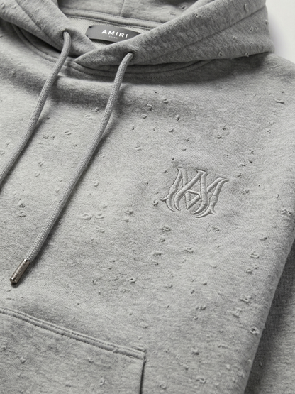 Amiri "Core Logo" Shotgun Distress White Hoodie