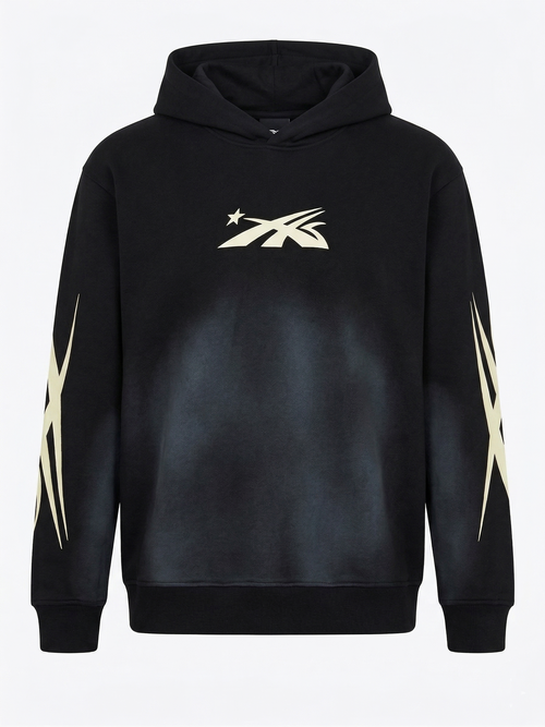Hellstar "Flare Star" Black Sun-Faded Hoodie