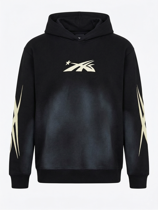 Hellstar "Flare Star" Black Sun-Faded Hoodie