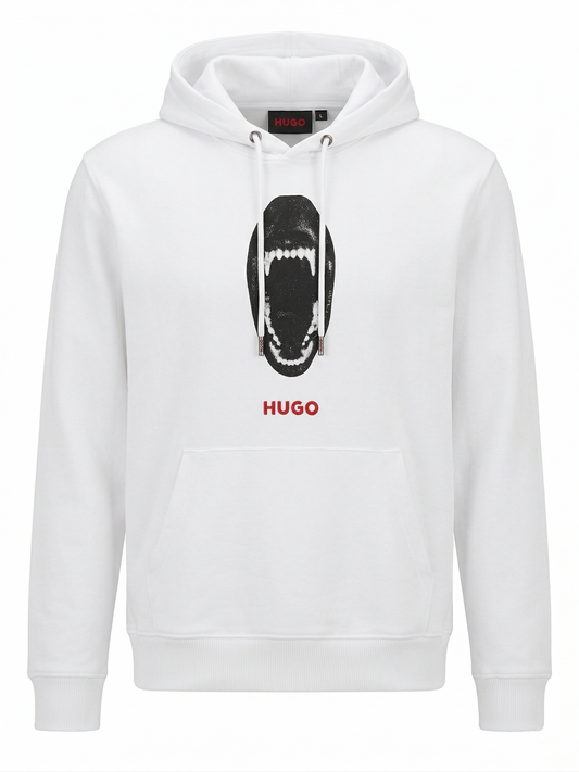 HUGO "Roar" White Graphic Hoodie