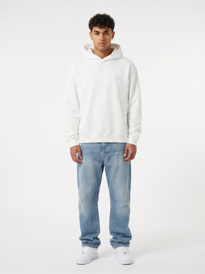 Amiri "Core Logo" Shotgun Distress White Hoodie