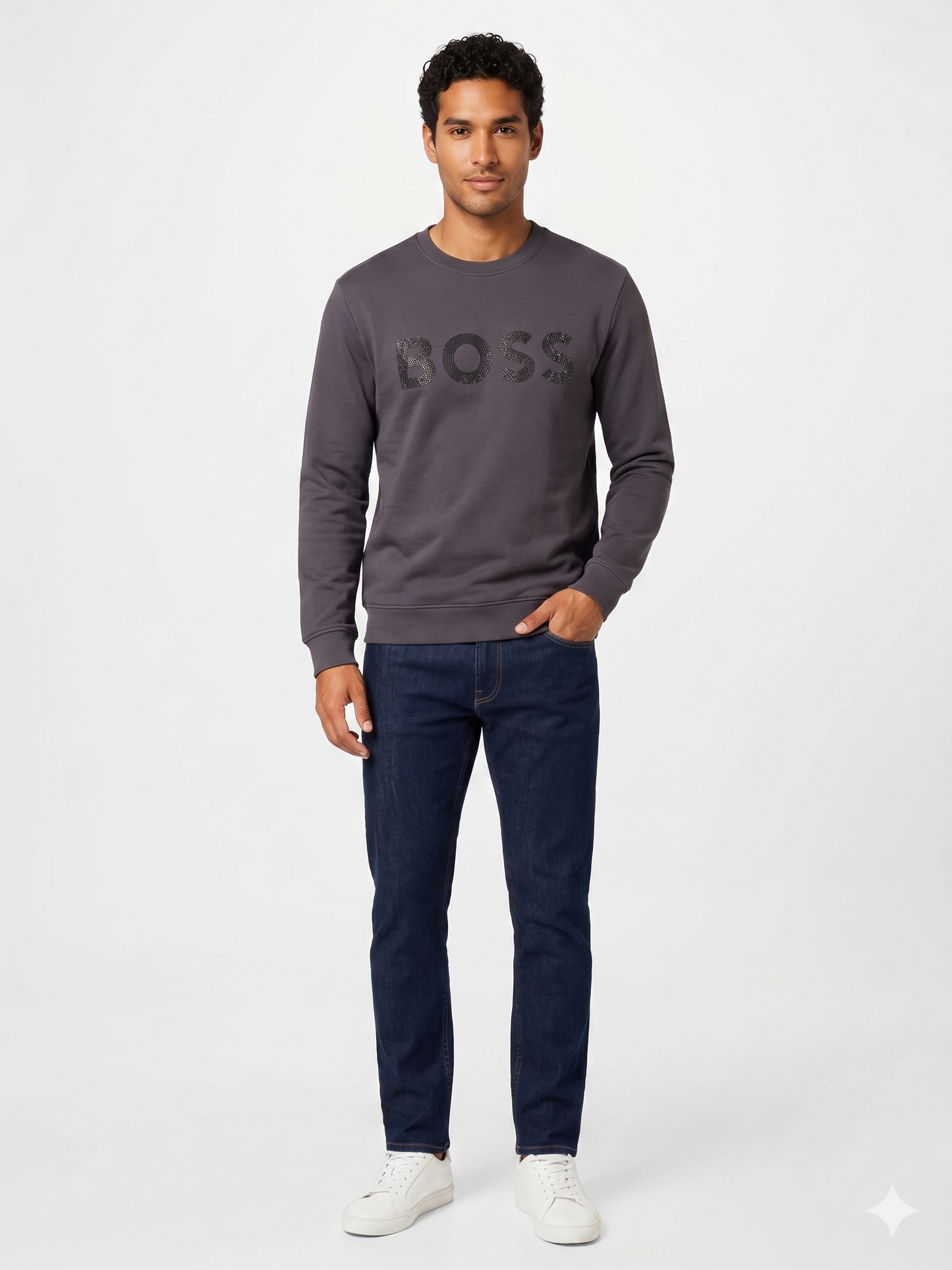 BOSS "Starlight" Grey Monogram Crewneck