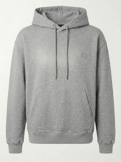 Amiri "Core Logo" Shotgun Distress White Hoodie