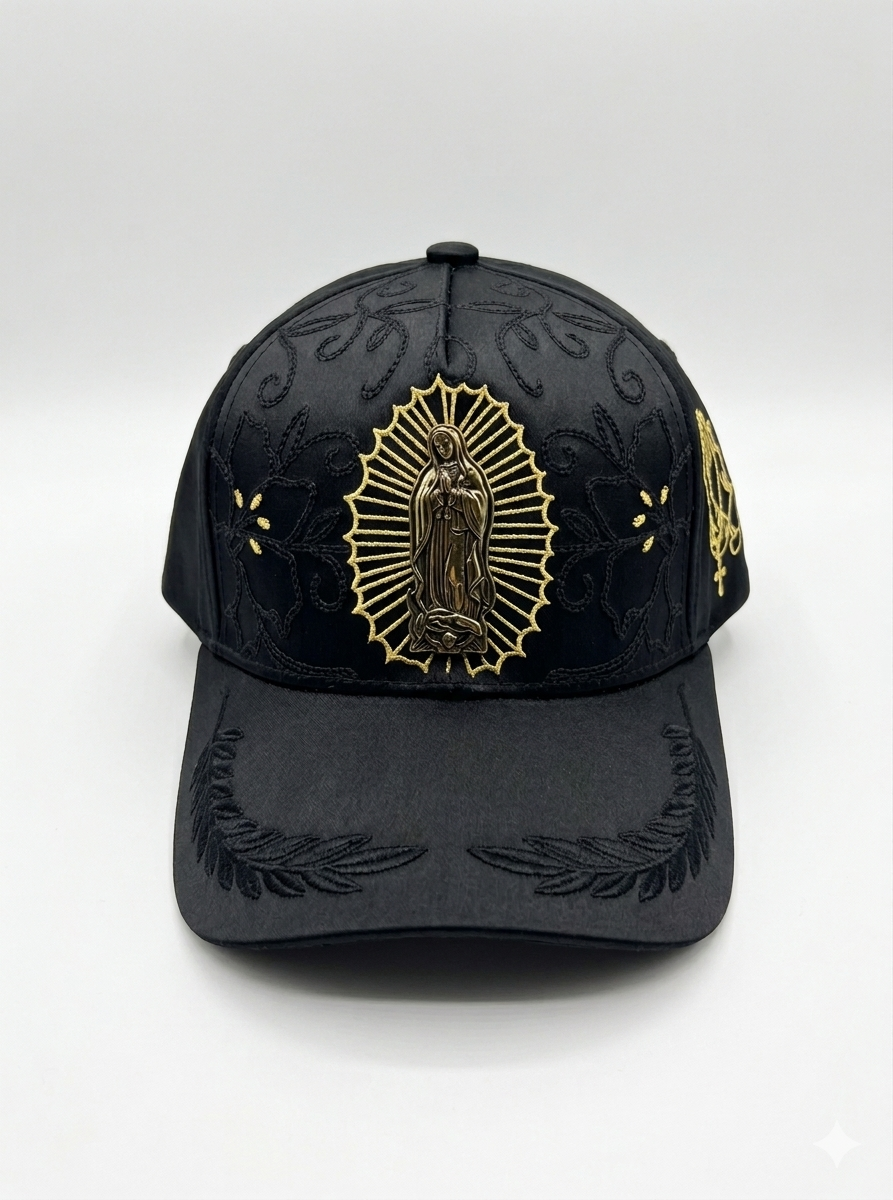 Gorra Premium "Manto Sagrado" - Edición Virgen de Guadalupe Oro y Blanco