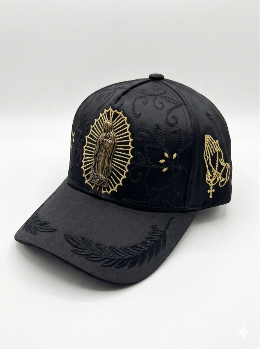Gorra Premium "Manto Sagrado" - Edición Virgen de Guadalupe Oro y Blanco