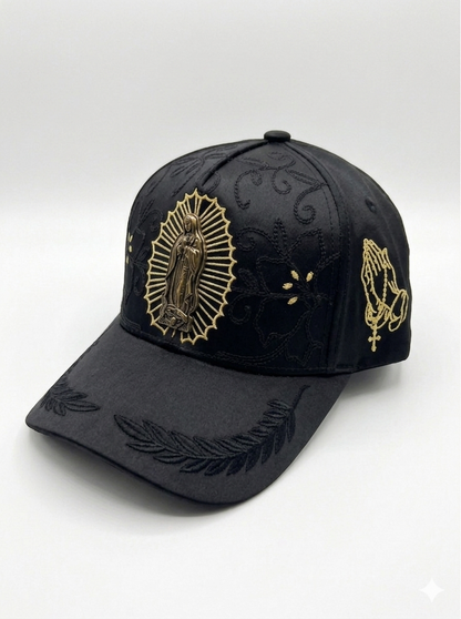 Gorra Premium "Manto Sagrado" - Edición Virgen de Guadalupe Oro y Blanco