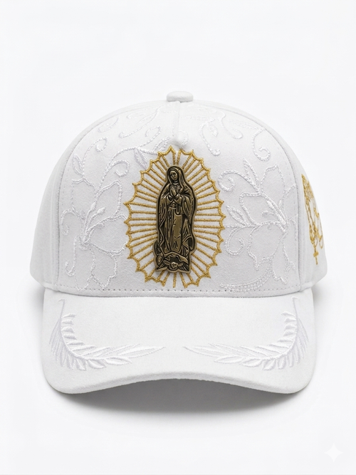 Gorra Premium "Manto Sagrado" - Edición Virgen de Guadalupe Oro y Blanco