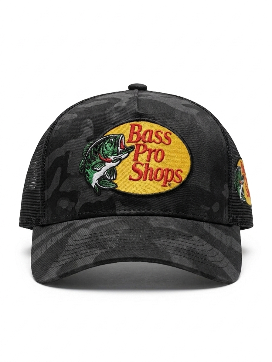 Camionero Bass Pro Shops - Camuflaje blanco y negro