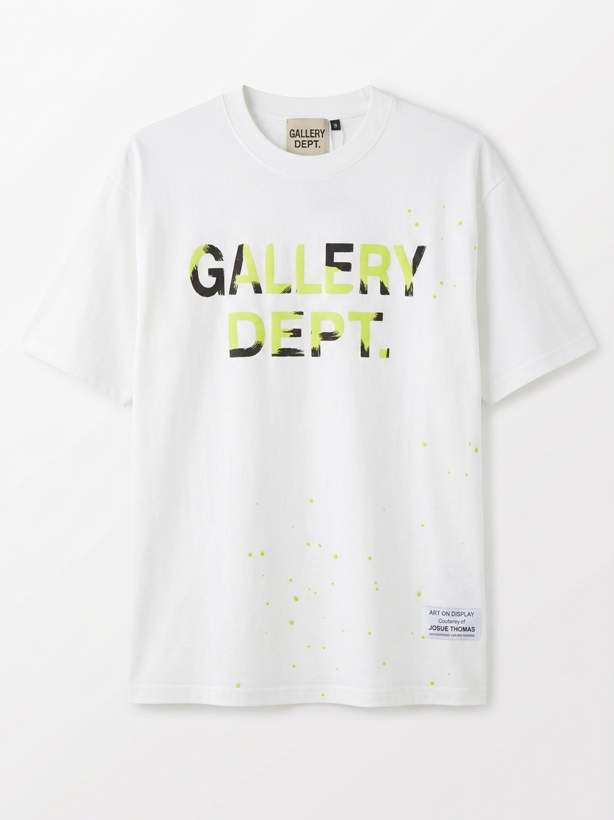 Gallery Dept. Neon Brushstroke Graphic Tee – White