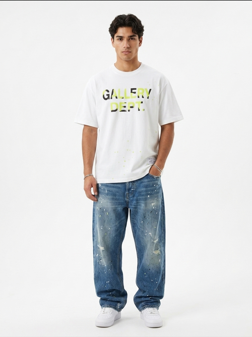 Gallery Dept. Neon Brushstroke Graphic Tee – White