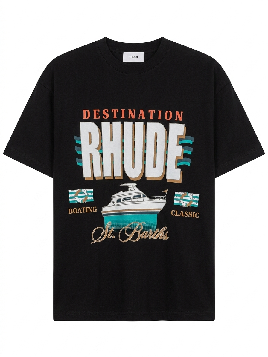 Rhude St. Barths Boating Graphic Tee – Black