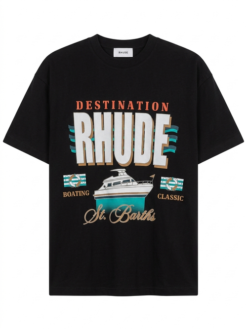 Rhude St. Barths Boating Graphic Tee – Black