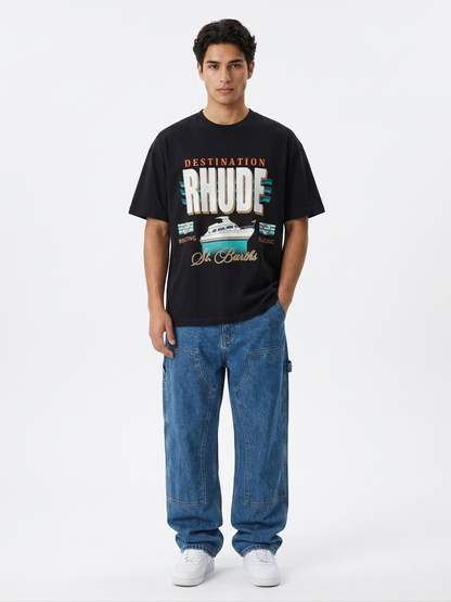 Rhude St. Barths Boating Graphic Tee – Black