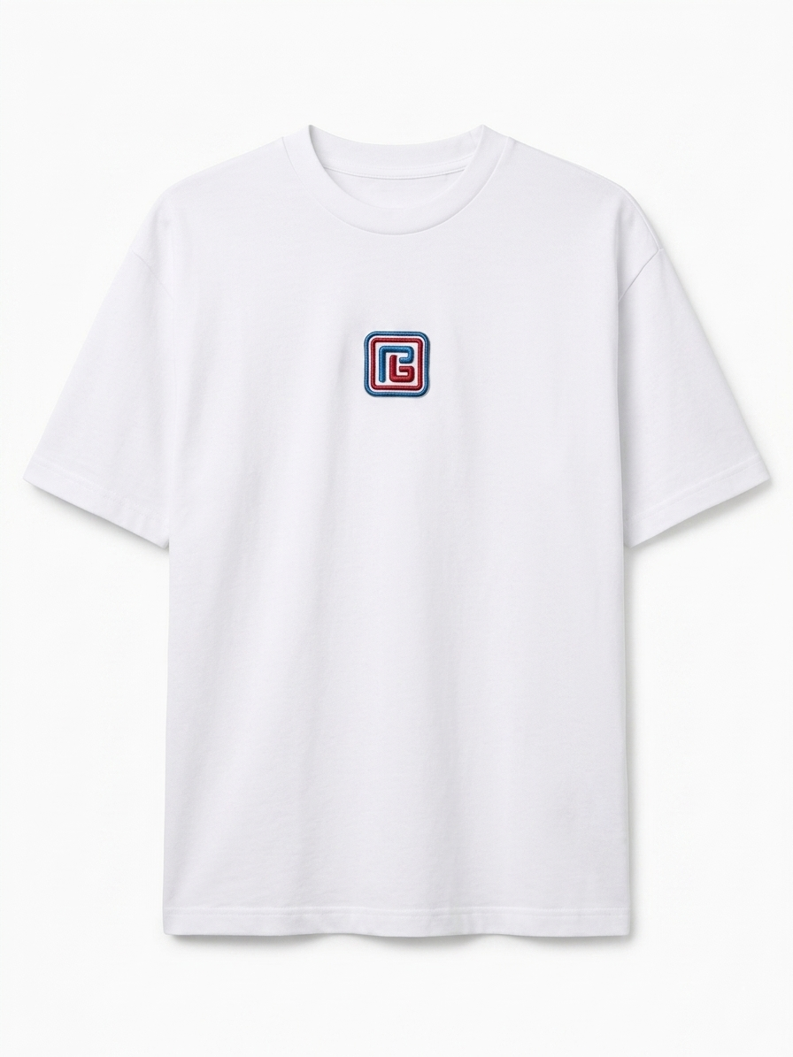 Balmain Retro Monogram Embroidered Tee – White
