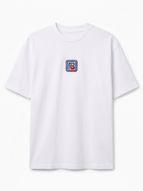 Balmain Retro Monogram Embroidered Tee – White