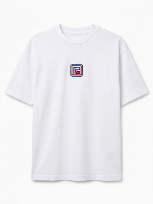 Balmain Retro Monogram Embroidered Tee – White