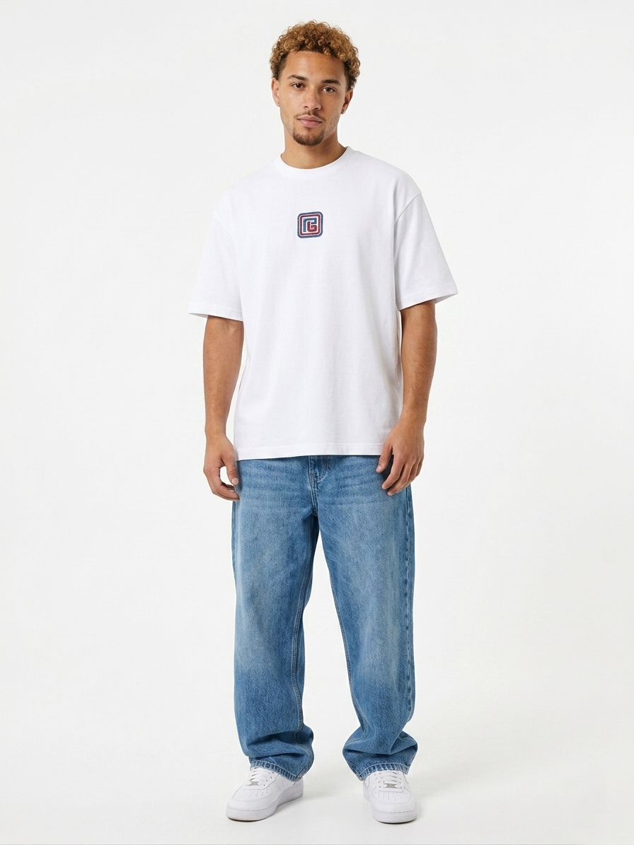 Balmain Retro Monogram Embroidered Tee – White