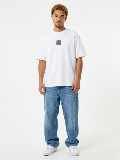 Balmain Retro Monogram Embroidered Tee – White