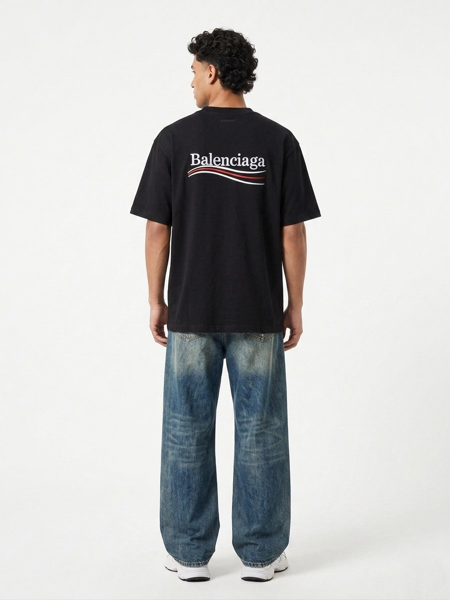 Balenciaga Political Campaign Graphic Tee – Black