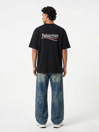 Balenciaga Political Campaign Graphic Tee – Black