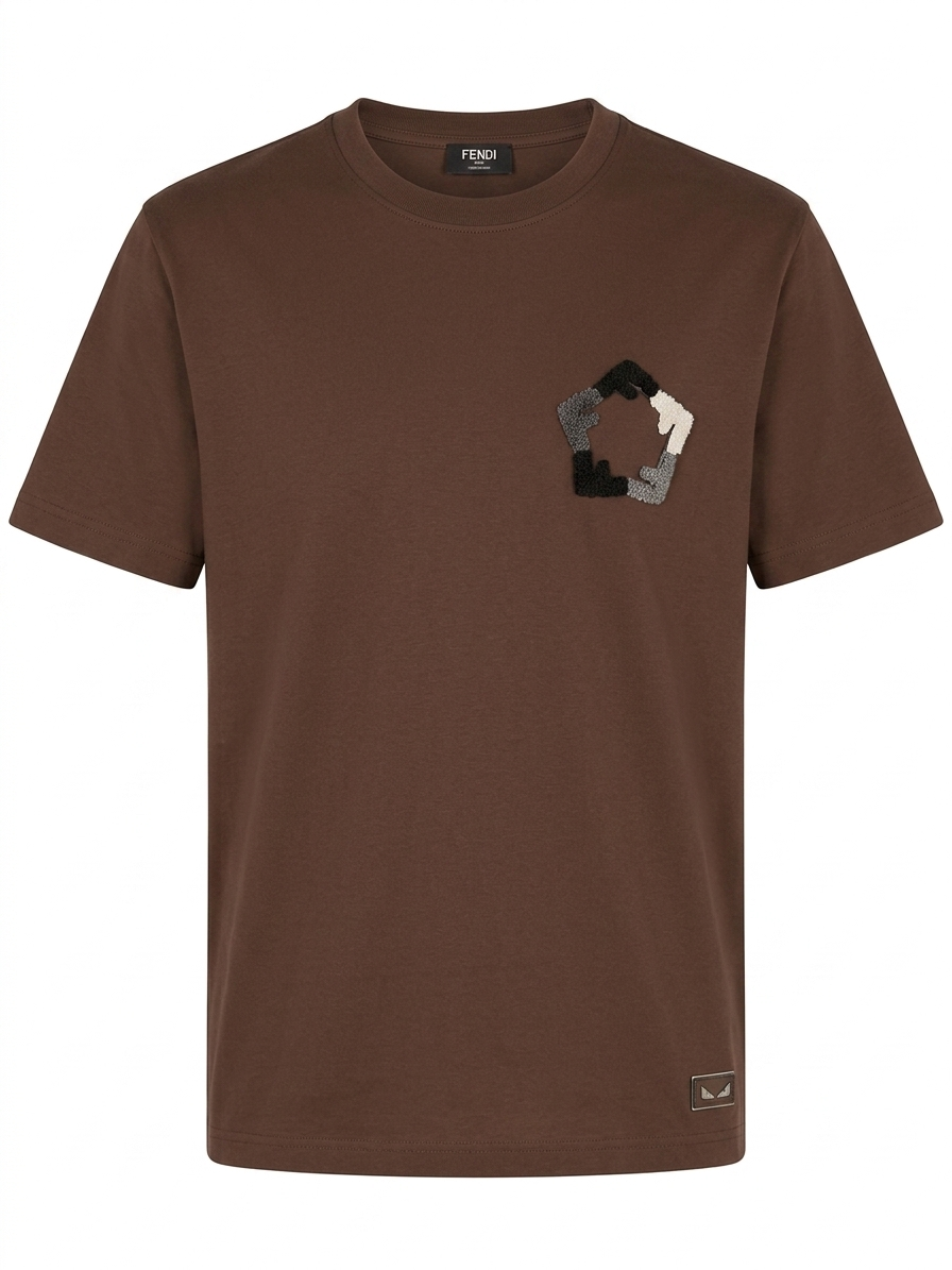 Fendi Karlito Geometric Graphic Tee – Brown