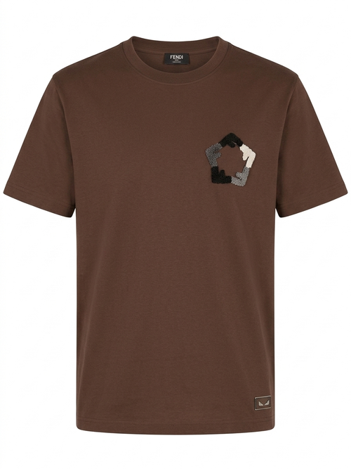 Fendi Karlito Geometric Graphic Tee – Brown