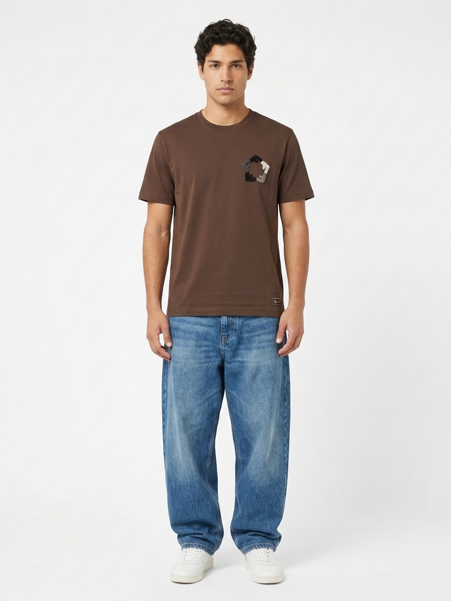 Fendi Karlito Geometric Graphic Tee – Brown