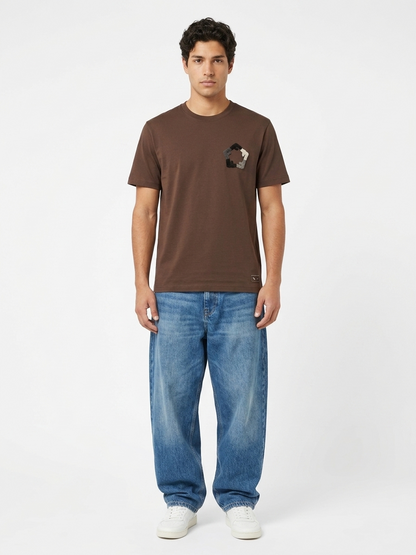 Fendi Karlito Geometric Graphic Tee – Brown